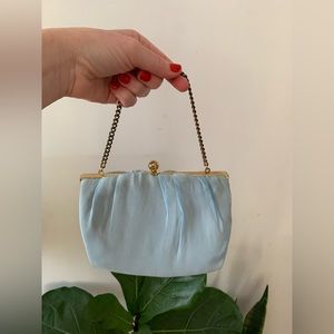 True Vintage 60’s blue silk small purse bag